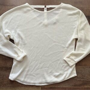 New York & Company White Relaxed Blouse with Long Sleeves